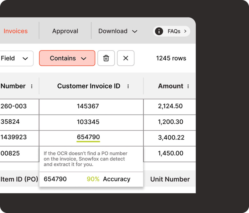 Invoice approval table