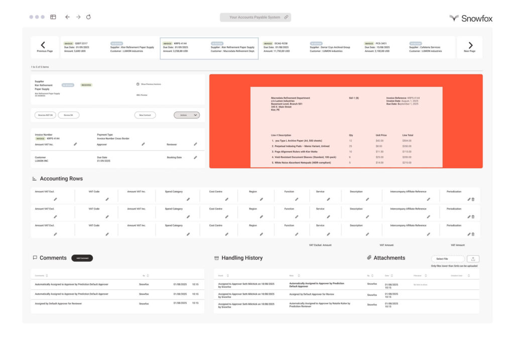 Extractions interface