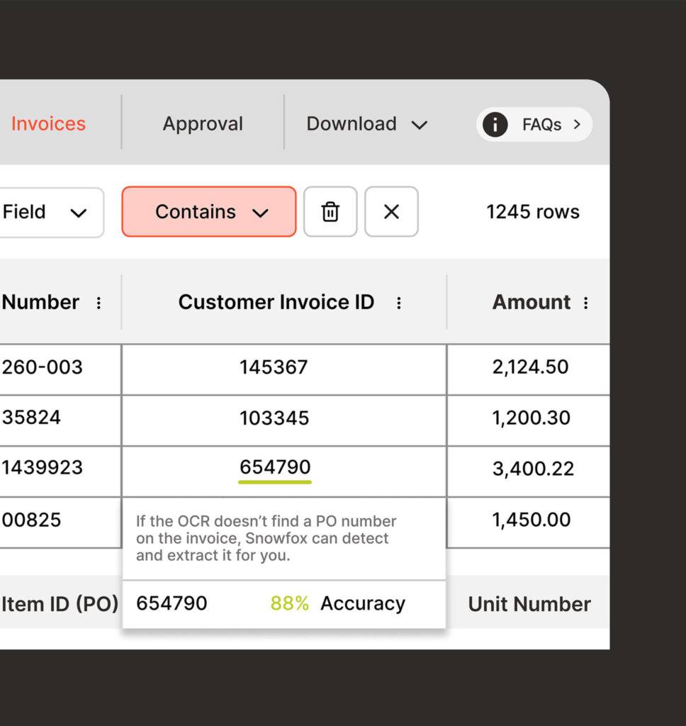 Snowfox invoice coding UI